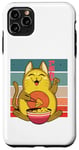 Coque pour iPhone 11 Pro Max Chat à jaune, souriant, ludique, bol japonais