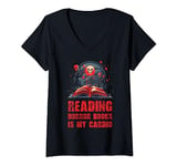 Womens Reading Horror Books Is My Cardio V-Neck T-Shirt