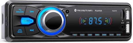 Autoradio Bluetooth Main Libre 5.0,FM Poste Radio Voiture Bluetooth,Autoradio 1 Din pour 9-12V Voiture Supporte 2 USB/AUX/SD/TF/MP3,Supporte iOS/Android(Q207)