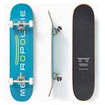 Metropollie - Skateboard Complet Bleu | Skate 100% en Bois d'Érable Canadien de 7 Couches, pour Enfants, Adolescents, Adultes et Débutants, Roulements ABEC-5 Roues 52mm et Papier de Verre Jessup