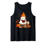 Cute Ghost Reading Book Lovers Halloween Ghost Coffee Cozy Tank Top