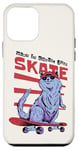 Coque pour iPhone 12 mini Just Skate Fun Planche de skateboard rétro Motif chat Rouge