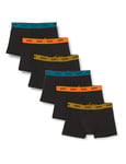 DIM Boxer Homme Mix and Colors Coton Stretch Confort x6, Noir ceinture orange/bleu/vert, S