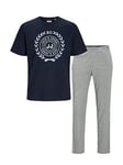 Jack & Jones Junior Boys Athens Short Sleeve Tshirt And Pants Lounge Set - Night Sky, Navy, Size 10 Years