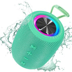 Enceinte Bluetooth Portable, Haut-Parleur BT5.3 sans Fil 20W Bluetooth Speaker Basses Riches 16H avec Lumière LED, Supporte Radio FM, TF, USB, AUX pour Maison, Cyclisme, Extérieur, Voyages, Douche