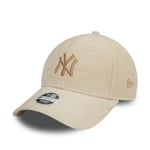 NEW ERA WOMENS 9FORTY CORD BASEBALL CAP.NEW YORK YANKEES BEIGE STRAPBACK HAT W24