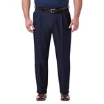 Haggar Men's Premium Comfort Classic Fit Pleat Front Pant Reg. and Big & Tall Sizes Dress, Blue Bt, 48W x 34L