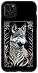 Coque pour iPhone 11 Pro Max Loup gris sauvage art celtique tribal animal animal loup blanc