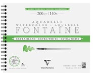 Clairefontaine 976091C Album Spiralé Fontaine Extra Blanc Grain Torchon 24x30cm 300g - 12 Feuilles Papier Aquarelle Extra Blanc 100% Coton - Qualité Professionnelle