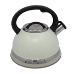 2.7L Steelex Whistling Kettle Cream Serving Tea Coffee Stovetop Hob Kitchen