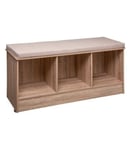 Banc Rangement 3 Cases effet bois naturel L 105 cm