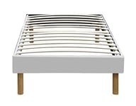 Nuits D'or Mina - Solide et Confortable Sommier Tapissier Blanc + Pieds en 20 cm pour Matelas en 70x190-13 Lattes - Montage Rapide et Facile