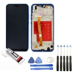 VITRE + ECRAN LCD SUR CHASSIS POUR HUAWEI P20 lite 5.84" BLEU + OUTILS + COLLE