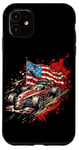 iPhone 11 Vintage Auto Racing Car American Flag 4th of July, Auto Race Case