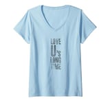 Womens LOVE U's LONG TIME - Colchester Life Long Fan Funny Graphic V-Neck T-Shirt