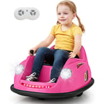 Costway - 12V Auto Tamponneuse Électrique Enfants avec Télécommande, Voiture Tournante Bébé 360°avec Lumières led & Musique, Démarrage Lent, Charge