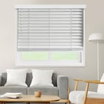 CHICOLOGY Faux Wood Venetian Blinds Wood Blinds Window Curtains Blinds and Shades Window Shades for Home Wood Blinds 28" W x 72" H White