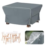 Velway Housse Salon de Jardin Imperméable: Housse de Table Jardin Exterieur avec Bande Réfléchissante - 600D Oxford Coupe-Vent Couverture de Protection Meubles Bâche pour Table - Gris 125x125x74cm