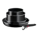 Tefal Ingenio Lot de 5 pièces, Poêles 22/28 cm, Casseroles 16/20 cm, Poignée amovible, Revêtement antiadhésif, Pas d'induction, Empilable, Fabriqué en France, Easy On L1599502