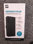 Defence Folio Leather Feel Black Samsung Galaxy A14 5G Phone Case