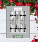 10 Luxury Snowflake Christmas Crackers Silver & White Family Crackers 14 Inch