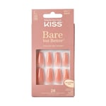 KISS BARE BUT BETTER 28p Set LONG READY TO WEAR NAILS Glue-On NUDE GLOW