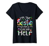 Womens I'm the bestie I'm also drunk and lost Christmas Tie Dye V-Neck T-Shirt