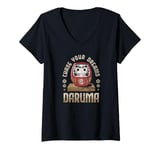 Womens Japanese Daruma Doll Souvenir Japanese Culture Souvenir V-Neck T-Shirt