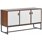 Beliani - Commode Buffet Effet Bois Foncé avec 3 Compartiments à Portes Blanches Meuble de Rangement Élégant pour Intérieur Moderne et Traditionnel