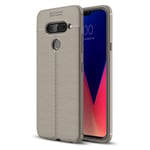 LG V40 ThinQ litchi läderskal - grå