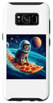 Coque pour Galaxy S8 Chat surfant sur planche de surf pizza, chat portant un casque de surf