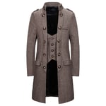 Manteau Hommes De Marque Col Standup Slim Mi-Longue Trench Coat Homme Chaud Couleur Unie Double Boutonnage Duffle Coat Homme