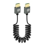 GELRHONR Short Coiled HDMI Cable 8k, Extreme Thin HDMI Male to Male Extension Spring Flexible Cord 48Gbps High Speed Support 3D 8K@60Hz for On-Camera Monitors,TV,PS5, Xbox Series X/S (Straight)