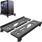 Support pour PC, support mobile réglable sous le bureau, tour d'ordinateur ventilée, support de tour PC avec 4 roulettes pour PC, pour tapis de sol, boîtier PC de jeu (noir)