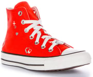 Converse A09117C Chuck Taylor Y2K Silicone High Heart Red Womens UK 3 - 8