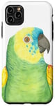 Coque pour iPhone 11 Pro Max portrait aquarelle perroquet amazon front bleu