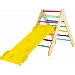 3 en 1 Triangle d'escalade Enfant avec Rampe Double Face, Toboggan en Bois avec Inclinaison Réglable, Cadre de Jeu pour la Maison,la Garderie, 1 an+