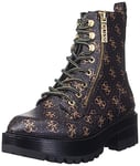 GUESS Bottes de combat Fearne pour femme, léopard., marron, 34 EU