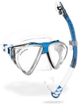 CRESSI Penta & Alpha Combo Clear/Blue - Penta Mask + Alpha Snorkel for Diving and Snorkelling, Transparent/Blue, One Size, Unisex