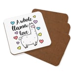 A Whole Llama Love Coaster Drinks Mat Set Of 4 Valentines Wife Girlfriend