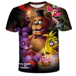 Kids FNAF Five Nights at Freddy's Print Boys Girls Summer Short Sleeve T-Shirt D 140cm