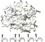 Attaches En Plastique Blanc Pour Câble Électrique Avec Câble, Clips, Câble, Téléphone, Télévision Par Internet 50 Pièces 10 Mm