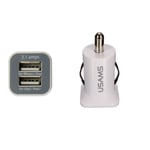 Universal Dual USB 3.1 Amp Car Charger Plug for All Phones white