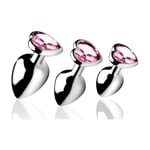 Booty Sparks Kit de 3 Plugs Anal Métal Bijou Pink Heart Gem