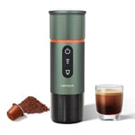 COTGCO Machine à Cafe Portable pour Voyage: Machine Expresso Portable pour Voiture et Camping - Chauffage Rapide - Café à Tout Moment - Compatibilité Capsules Nesspreso - Vert-