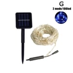 Outdoor Led Solar Lights Waterfall String Fairy Icicle Party G Blue 100led