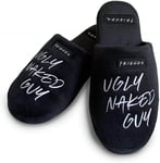 FRIENDS SERIES Chandler Bing "UGLY NAKED GUY" MULE SLIPPERS BLACK UK Size 8-10