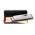 CASCHA Harmonica en ré majeur, étui et chiffon de nettoyage inclus, Harmonica Special Blues Country, pour débutants et enfants, Argent, HH 2165