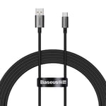 Baseus USB-A til USB-C Hurtigladekabel, 100W, 2m - Sort