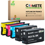 COMETE, Marque française - 963XL - 5 Cartouches d'encre Compatibles avec HP 963 XL - pour Cartouche 963 HP Officejet Pro 9010, 9014, 9015, 9016, 9018, 9019, 9020, 9022, 9023